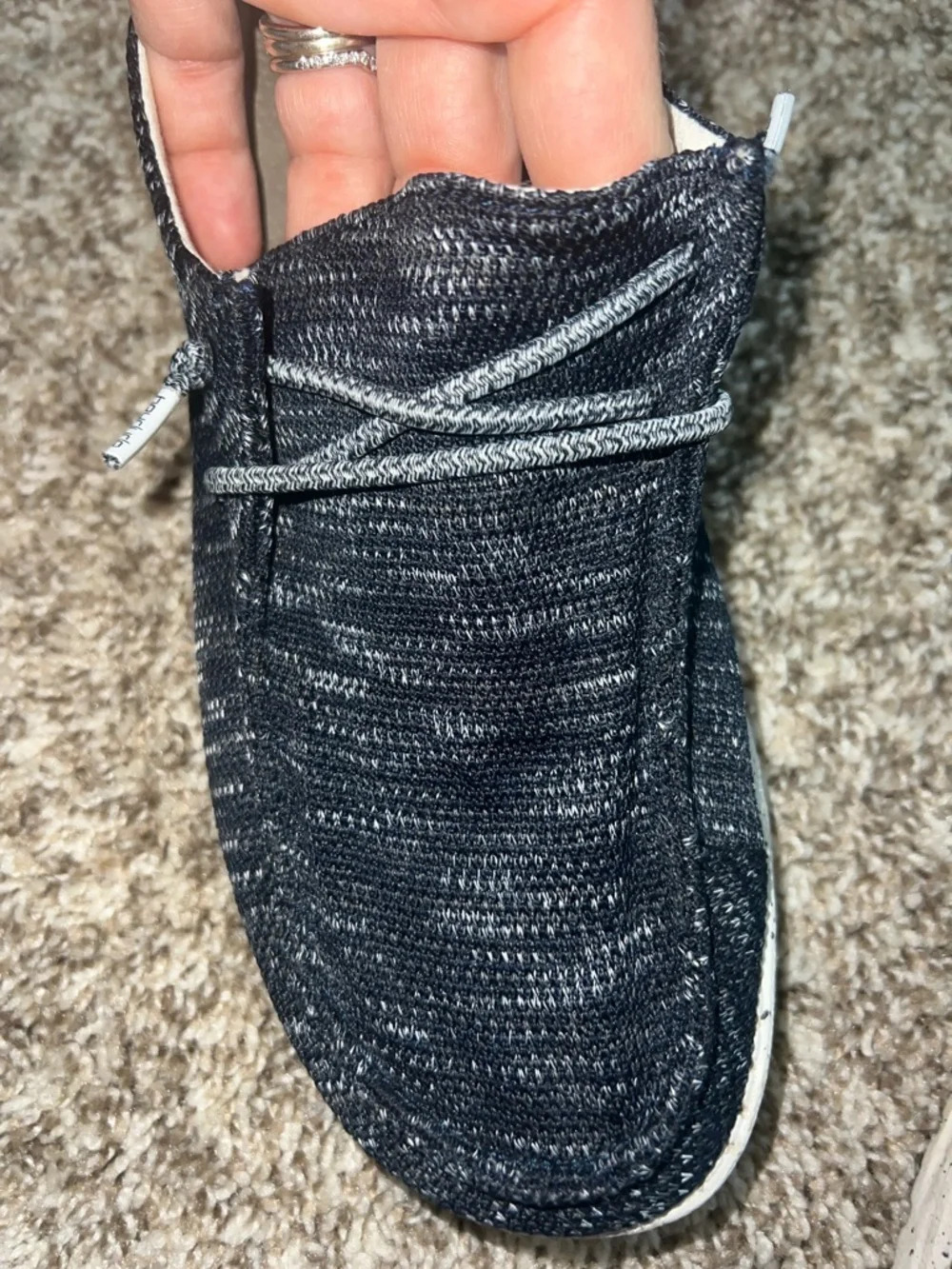 Hey Dude Wendy Sox Slip-Ons — Navy Knit with Speckled White Sole - Women’s 10 - Picture 12 of 14